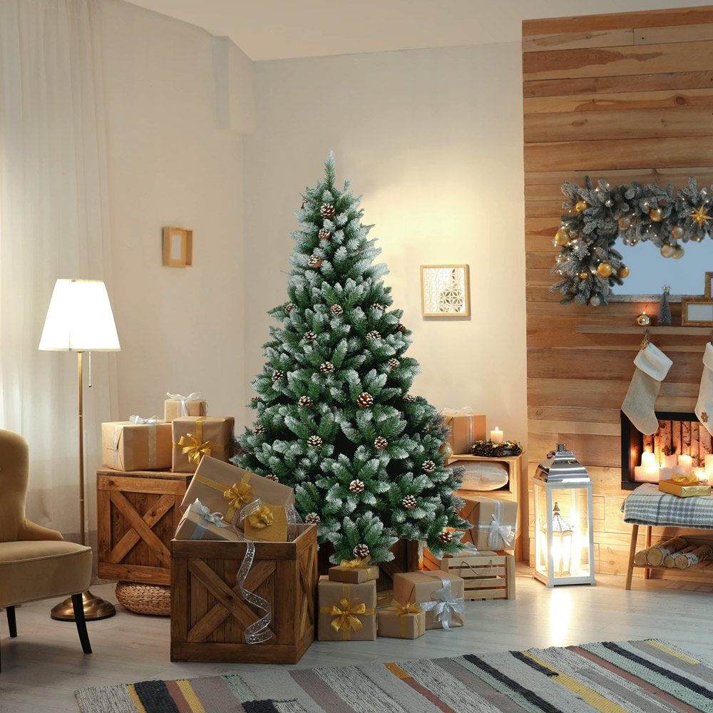 Künstlicher Weihnachtsbaum Mit Kunstschnee-Dekorationen 120cm Ottawa