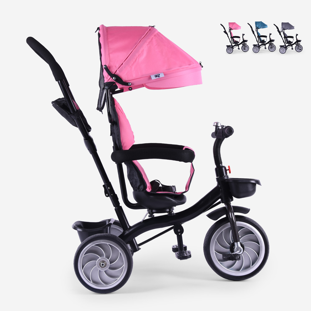 Passeggino triciclo bambini seggiolino girevole 3in1 pedali spinta Lally - Foto 31 di 39