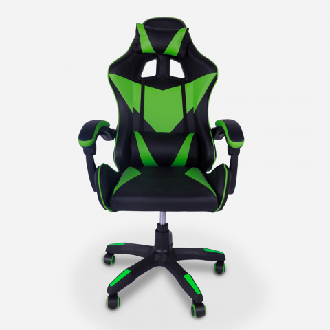 Sedia gaming ergonomico sportivo cuscino poggiatesta lombare Understop Emerald