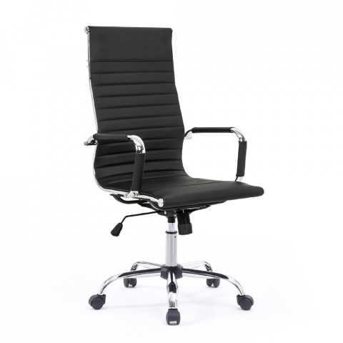 Sedia ufficio elegante poltrona ergonomica metallo similpelle Linea Promozione