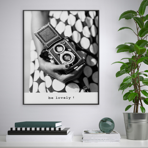 Stampa vintage quadro macchina fotografica bianco e nero 40x50cm Variety Jauki Promozione