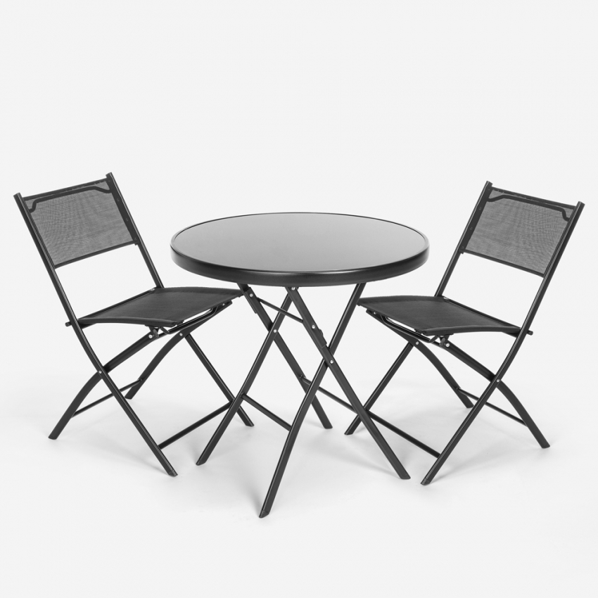 Bitter Set tavolino rotondo esterno e 2 sedie pieghevoli design moderno