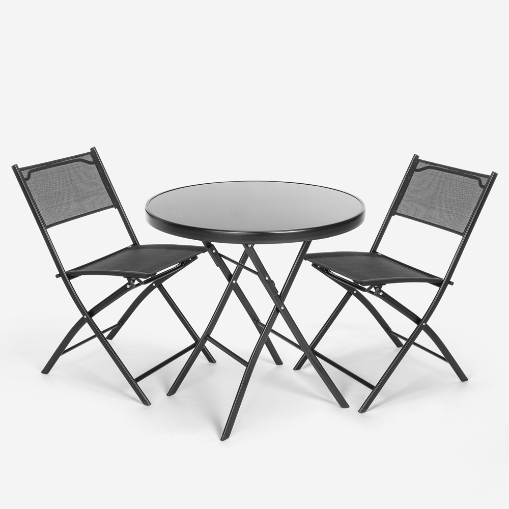 Set tavolino rotondo con 2 sedie per esterno giardino pieghevoli design moderno Bitter