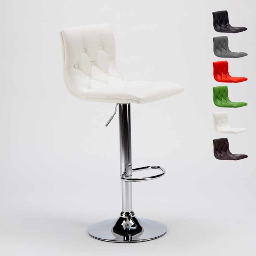 Sgabello per cucina e bar trapuntato Chesterfield in similpelle Design Honolulu Promozione