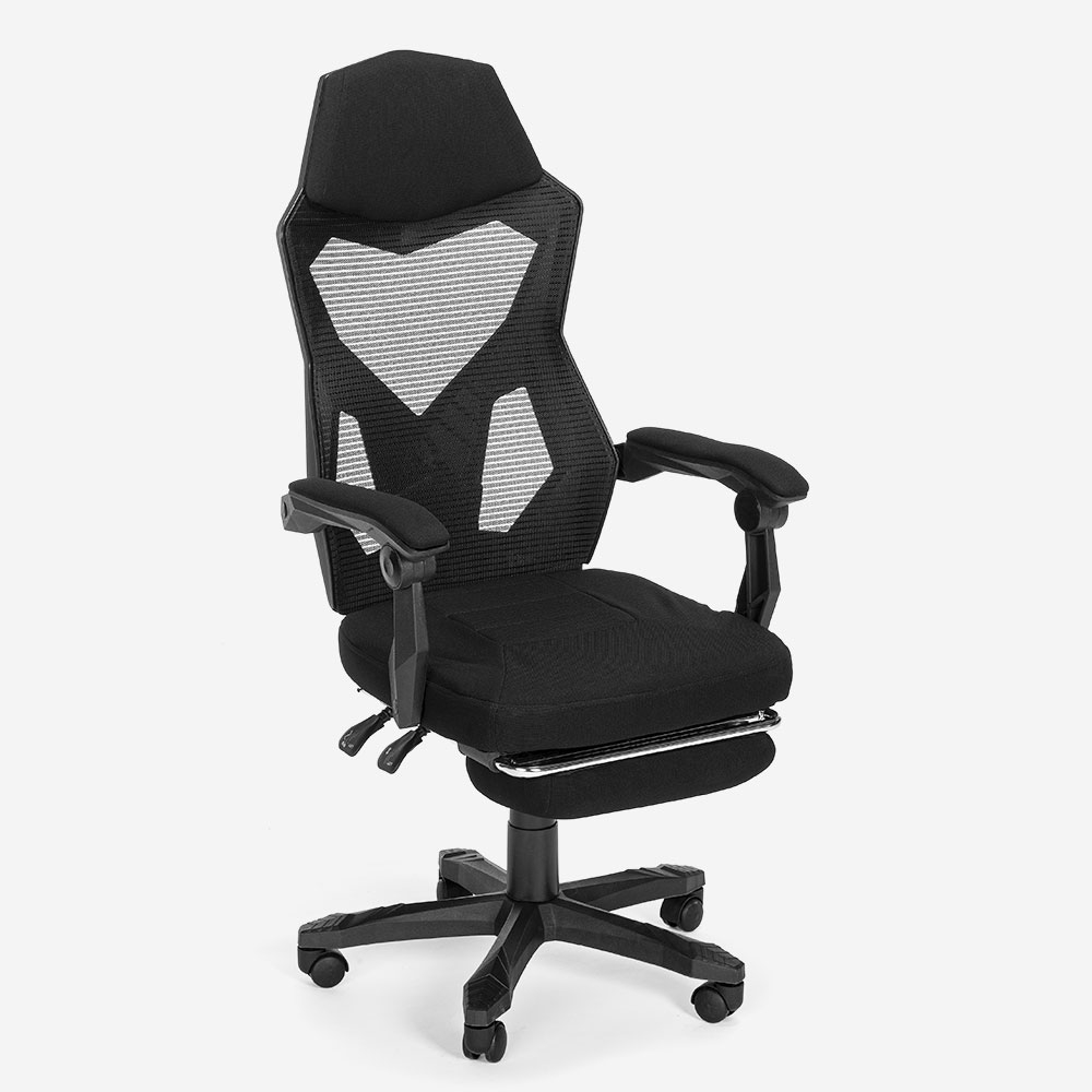 Sedia poltrona gaming design futuristico ergonomica traspirante poggiapiedi Gordian Plus Dark