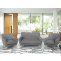 Set salotto 2 poltrone design scandinavo e divano 2 posti legno tessuto Cleis Scelta