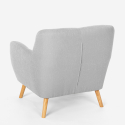 Set salotto poltrona e divano 2 posti design scandinavo legno tessuto Algot 