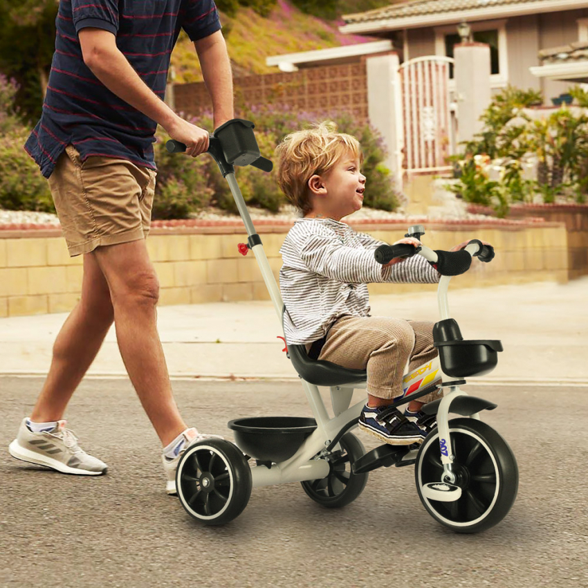 Triciclo Per Bambini Con Maniglia A Spinta Cestino Portaoggetti Speedy