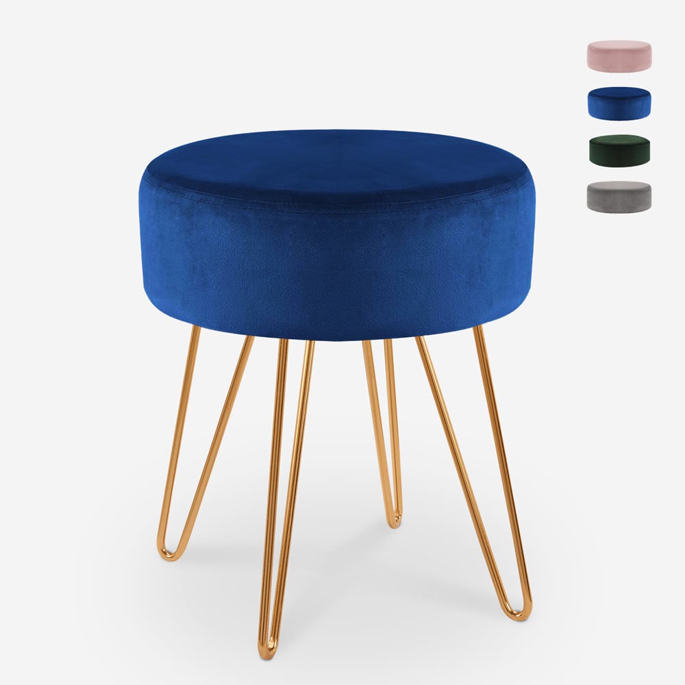 Sgabello imbottito pouf rotondo poggiapiedi velluto design Holoserica