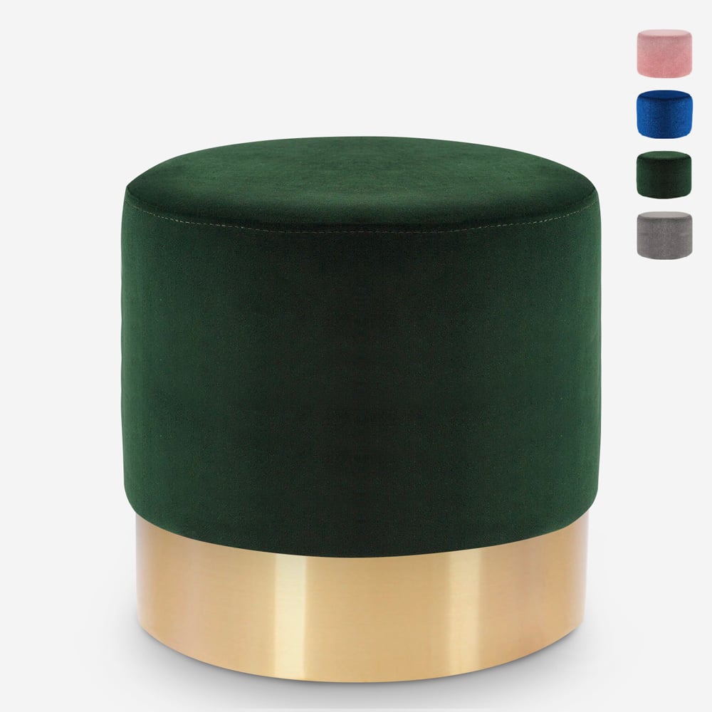 Pouf poggiapiedi sgabello basso imbottito rotondo design velluto Rossetto