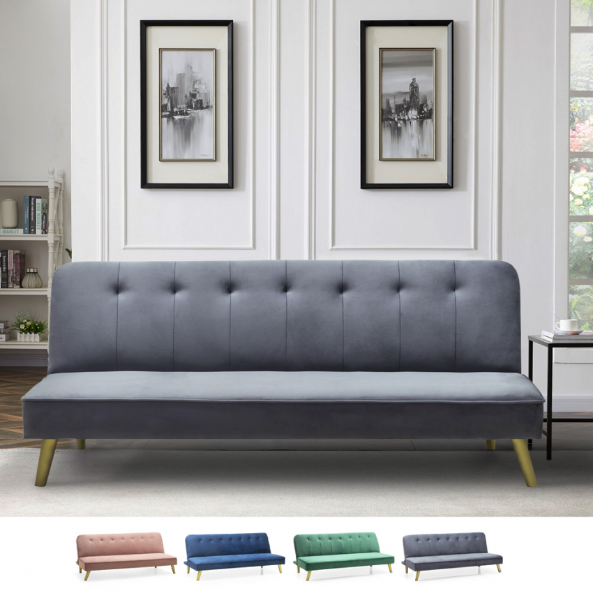 Pulchra divano letto clic clac 2 posti design moderno tessuto velluto