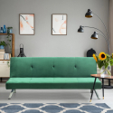 Divano letto 2 posti clic clac reclinabile design velluto tessuto Probatus 