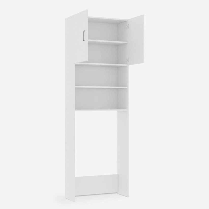 Waschmaschinenschrank platzsparend Hochschrank 2 Türen 2 Regale Waschküchen Garda Ivory