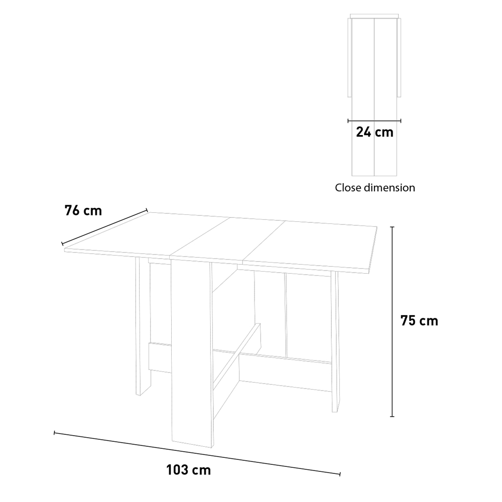 Tavolo consolle allungabile a ribalta pieghevole 76x24-103cm Galvani - Foto 40 di 40