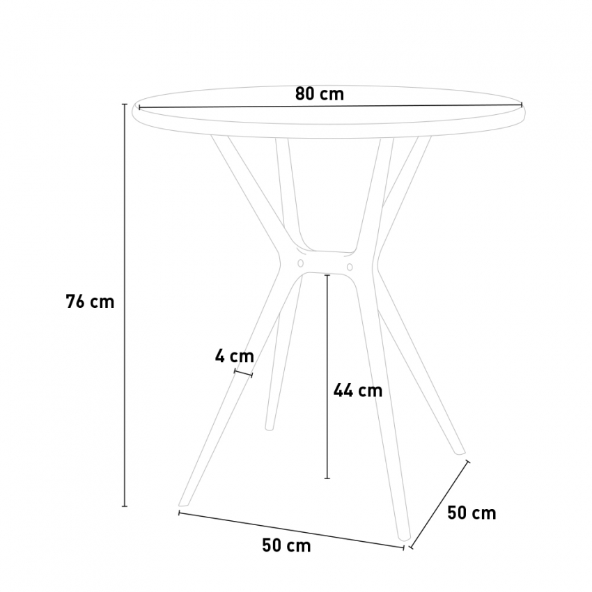 Tavolo in polipropilene rotondo 80cm giardino cucina bar ristorante Gang 80  Colore: Nero