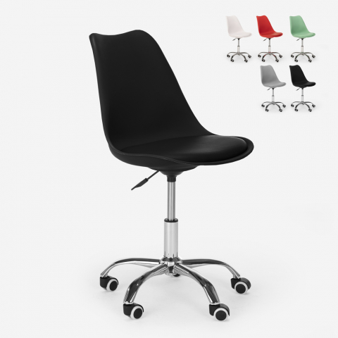 Sedia design girevole sgabello ufficio altezza regolabile ruote eiffel Octony