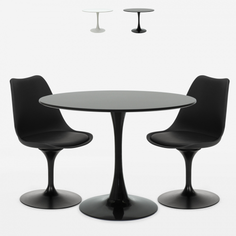 set tavolo rotondo 80cm 2 sedie design Tulipan scandinavo stile moderno aster Promozione