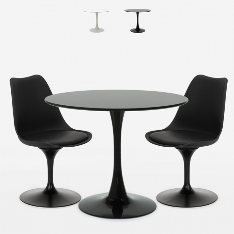 Set tavolo rotondo 60cm 2 sedie stile Tulip design moderno scandinavo Alizé