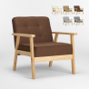 Poltrona sedia in legno design vintage retro scandinavo con braccioli Hage Sconti