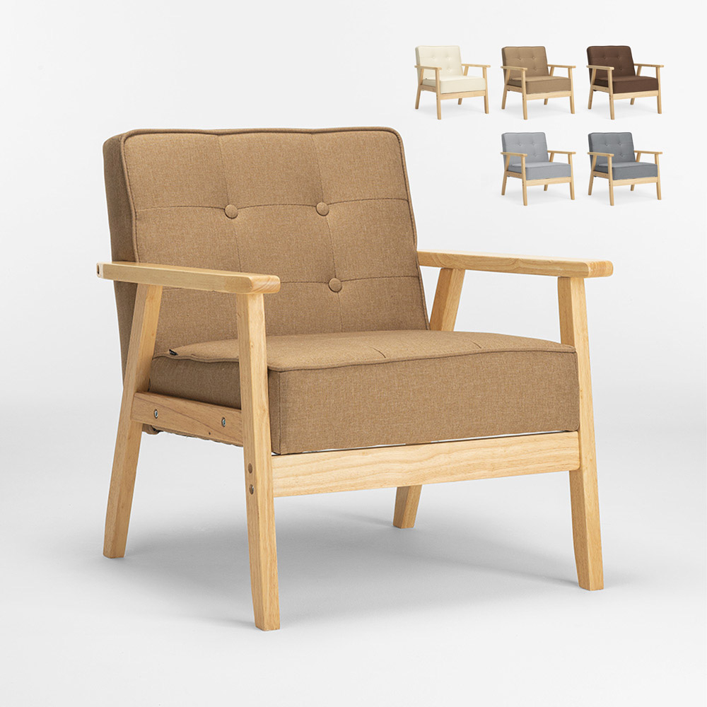 Poltrona sedia in legno design vintage retro scandinavo con ...
