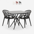 Set tavolo quadrato nero 70x70cm 2 sedie design Moai Black Promozione