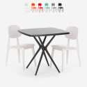 Set tavolo nero moderno quadrato 70x70cm 2 sedie design Wade Black Misure