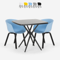 Set 2 sedie design tavolo nero quadrato 70x70cm moderno Navan Black Saldi