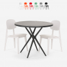 Set tavolo rotondo 80cm nero 2 sedie design Berel Black Misure
