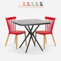 Set 2 sedie design moderno tavolo quadrato nero 70x70cm Roslin Black Promozione