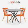 Set 2 sedie design moderno tavolo quadrato nero 70x70cm Roslin Black Vendita