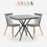 Set 2 sedie design moderno tavolo quadrato nero 70x70cm Roslin Black Saldi