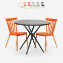 Set tavolo design rotondo nero 80cm 2 sedie Eskil Black Saldi