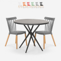 Set tavolo design rotondo nero 80cm 2 sedie Eskil Black Promozione