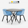 Set tavolo design rotondo 80cm nero 2 sedie Oden Black Saldi
