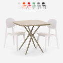 Set tavolo beige moderno quadrato 70x70cm 2 sedie design Wade Stock