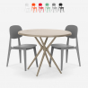 Set tavolo rotondo 80cm beige 2 sedie design Berel Modello