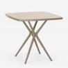Set 2 sedie design moderno tavolo quadrato beige 70x70cm Roslin 