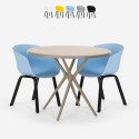 Set tavolo design rotondo 80cm beige 2 sedie Oden Offerta