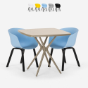 Set 2 sedie design tavolo beige quadrato 70x70cm moderno Navan Offerta