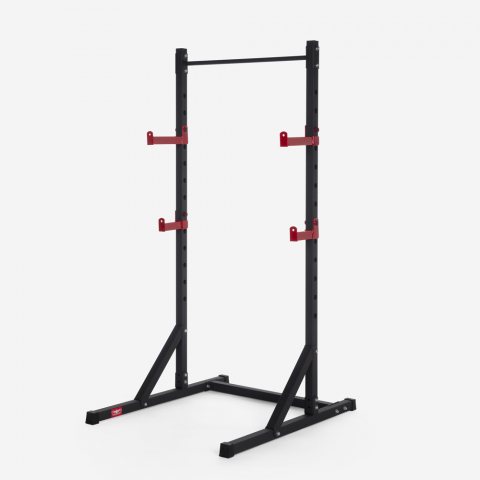 Squat rack regolabile per bilanciere con barra pull up cross training Asahi