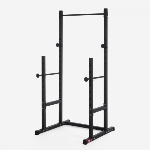 Squat rack regolabile per bilanciere con barra pull up cross training Stavas