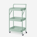 Carrello cucina pieghevole portavivande 3 ripiani maniglia ruote Pikas Plus 