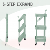 Carrello cucina pieghevole portavivande 3 ripiani maniglia ruote Pikas Plus 