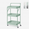 Carrello cucina pieghevole portavivande 3 ripiani maniglia ruote Pikas Plus 