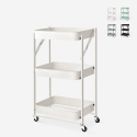 Carrello da cucina pieghevole portavivande 3 ripiani con ruote Pikas Promozione