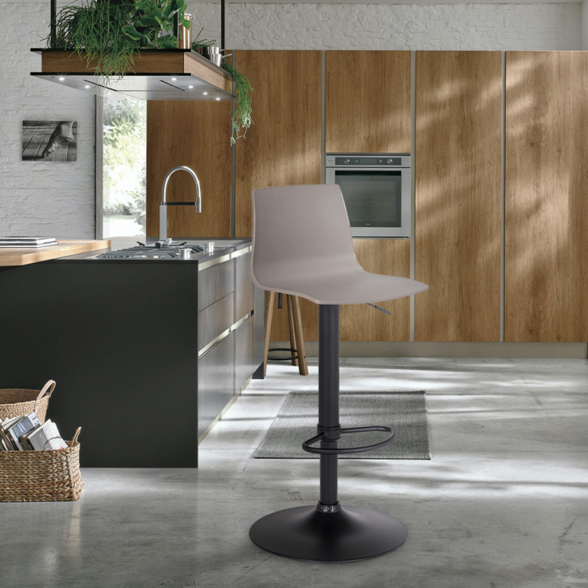 Design-Küchenbarhocker Mit Verstellbarem Mattschwarzem Fuß Grand Soleil Imola Matt