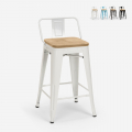 Sgabello bar cucina tolix industriale h61cm schienale top legno Steel Wood Top Light Promozione