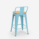 Sgabello bar cucina tolix industriale h61cm schienale top legno Steel Wood Top Light 