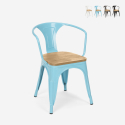 sedie stile design industriale bar cucina steel wood arm light 