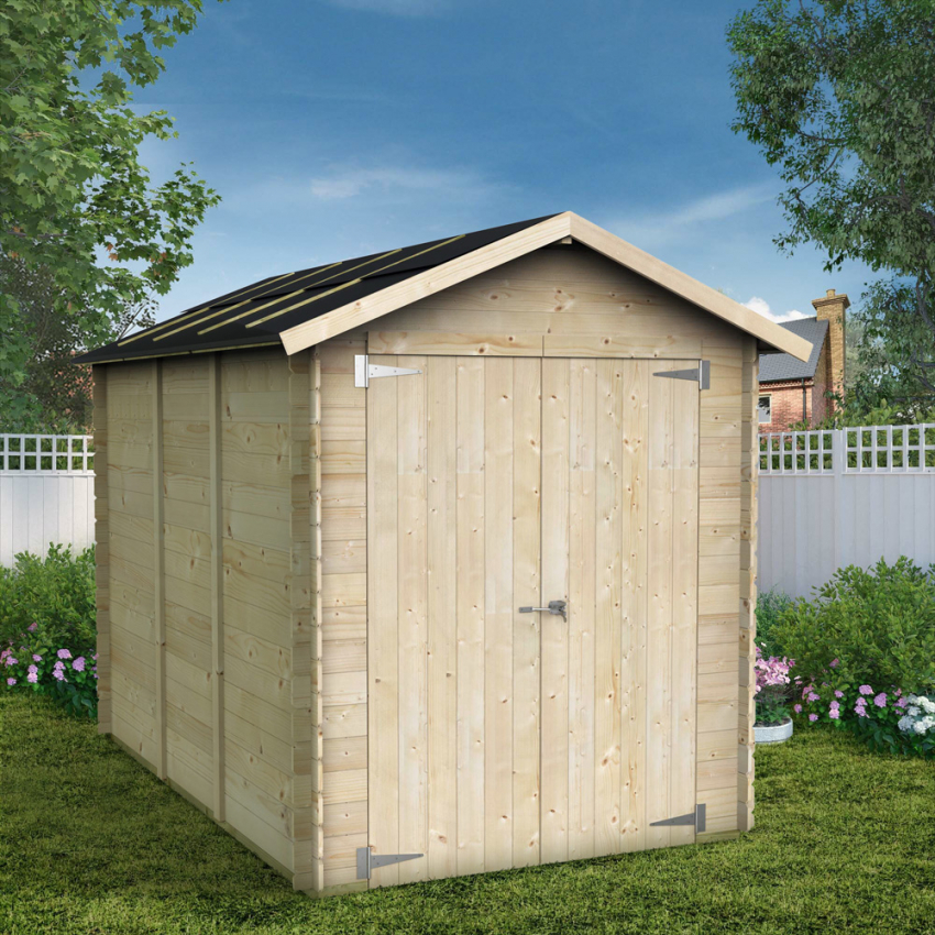 Box per attrezzi e casetta da giardino in legno naturale Fiamma 178x273